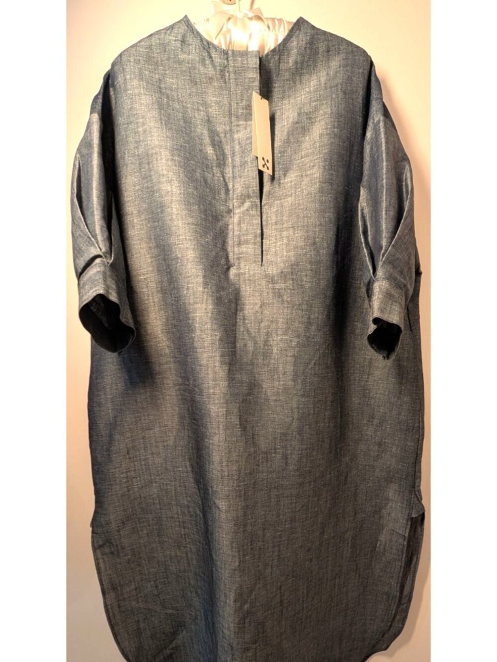 NEW We-ar4 Over Sized Deep Blue Chambray Kaftan Maxi Dress, Women Size XS